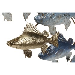 Décoration murale Home ESPRIT Bleu Doré méditerranéen Poissons 118 x 6,5 x 58 cm