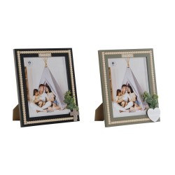 Photo frame Home ESPRIT Black Green Natural Crystal MDF Wood Scandinavian 26,5 x 2 x 31,5 cm (2 Units)