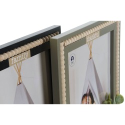 Cadre photo Home ESPRIT Noir Vert Naturel Verre Bois MDF Scandinave 26,5 x 2 x 31,5 cm (2 Unités)