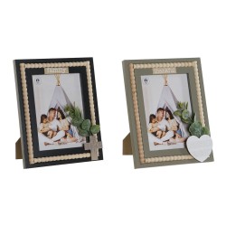 Photo frame Home ESPRIT Black Green Natural Aluminium Crystal MDF Wood Scandi 19 x 2 x 24 cm (2 Units)