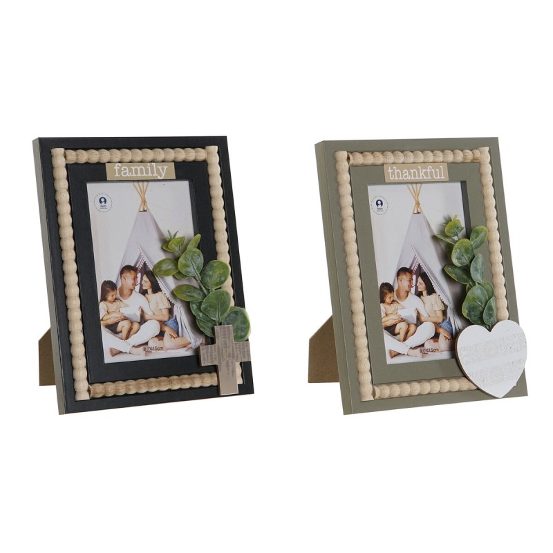 Cadre photo Home ESPRIT Noir Vert Naturel Bois MDF Scandinave 16 x 2 x 21 cm (2 Unités)