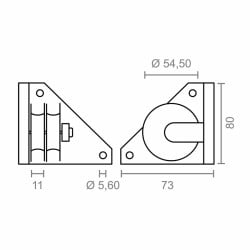 Poulie de pergola Micel TLD20 Nylon 7,3 x 7,3 x 8 cm latérale Blanc