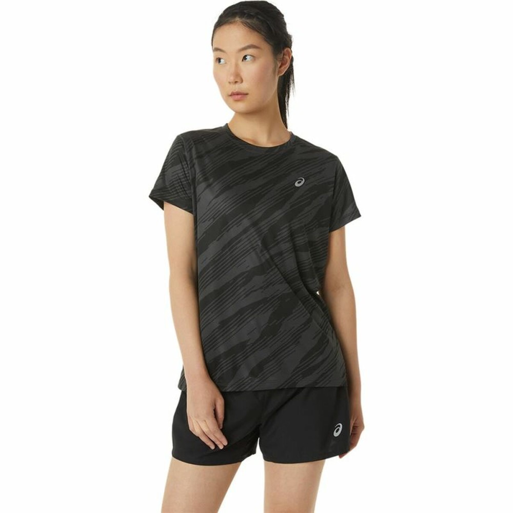 Women’s Short Sleeve T-Shirt Asics Core All Over Print Black Lady