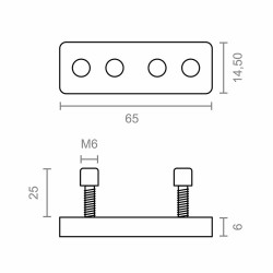 Fixation à platine Micel TLD25 65 x 14,5 x 6 mm Auvent Inférieur