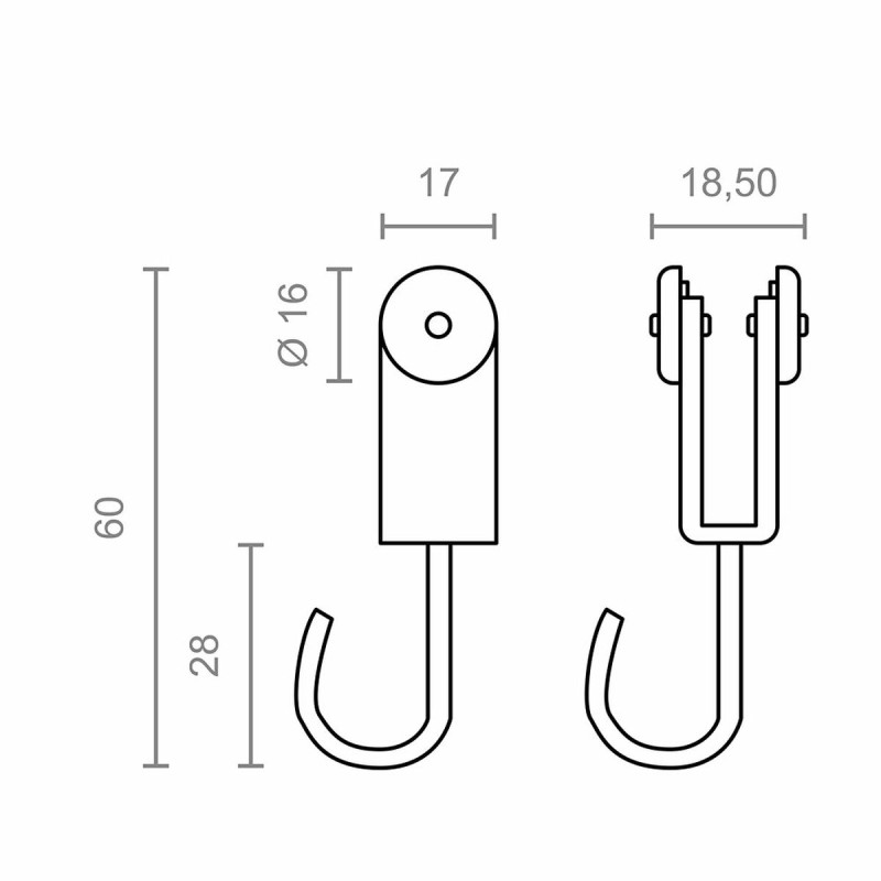 Pergola pulley Micel TLD17 Stainless steel 18,5 x 17 x 60 mm Exterior 2 Units