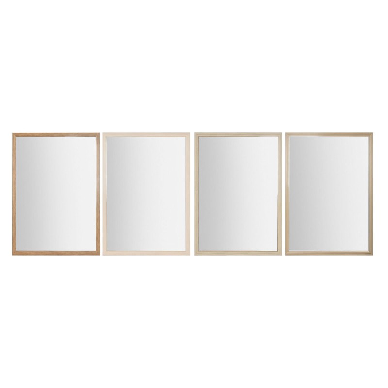 Miroir mural Home ESPRIT Blanc Marron Beige Gris 66 x 2 x 92 cm (4 Unités)