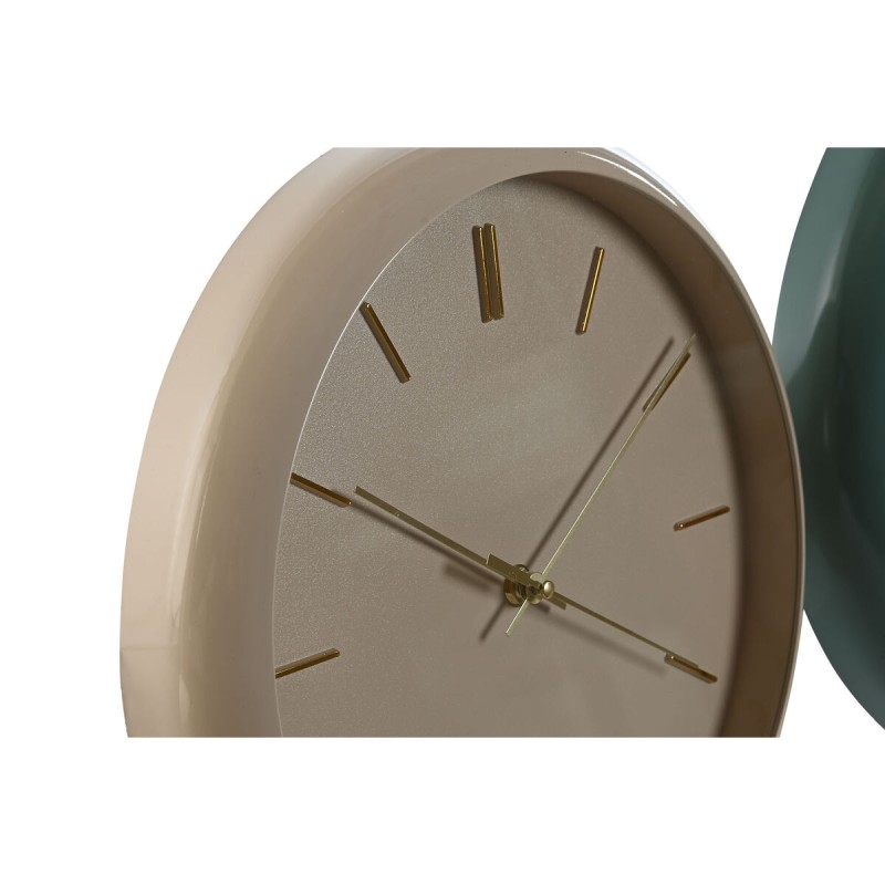 Horloge Murale Home ESPRIT Vert Rose PVC Moderne 30 x 4 x 30 cm (2 Unités)