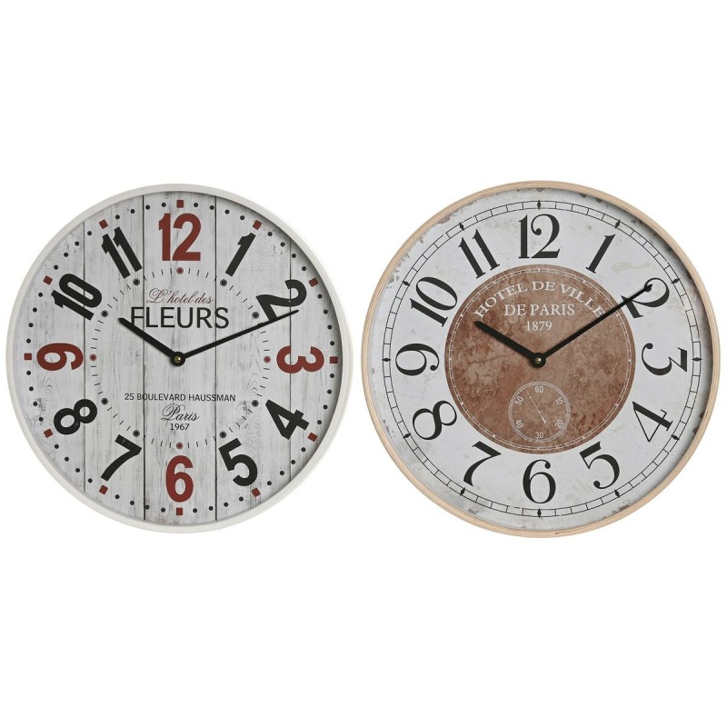 Horloge Murale Home ESPRIT Blanc Verre Bois MDF 40 x 4,5 x 40 cm (2 Unités)