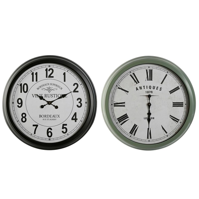 Wall Clock Home ESPRIT Black Green Metal Crystal 70 x 9 x 70 cm (2 Units)