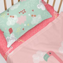 Fitted sheet HappyFriday MOSHI MOSHI Multicolour Pink 70 x 140 x 14 cm