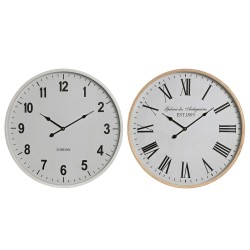 Horloge Murale Home ESPRIT Blanc Verre Bois MDF 53 x 6 x 53 cm (2 Unités)