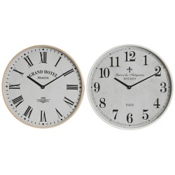 Horloge Murale Home ESPRIT Blanc Verre Bois MDF 40 x 4,5 x 40 cm (2 Unités)