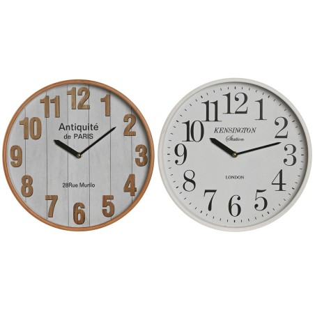 Horloge Murale Home ESPRIT Blanc Verre Bois MDF 32 x 4,5 x 32 cm (2 Unités)