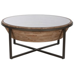 Table Basse Home ESPRIT Verre Bois d'épicéa 102 x 102 x 46 cm