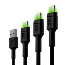 USB to USB-C Adapter Green Cell KABGCSET01 Black Green 2 m (3 Units)