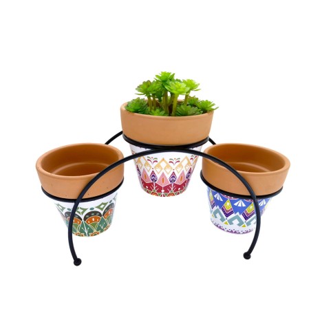 Sous-pot Romimex Multicouleur Métal Céramique 27 x 17 x 12 cm