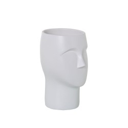 Vase Alexandra House Living White Ceramic Face 12 x 12 x 22 cm