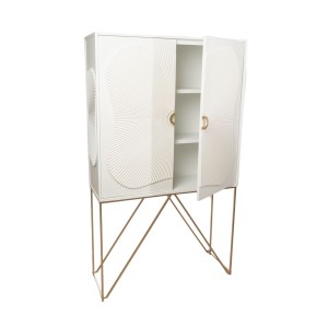 Cupboard Romimex White Golden Metal MDF Wood 100 x 170 x 35 cm