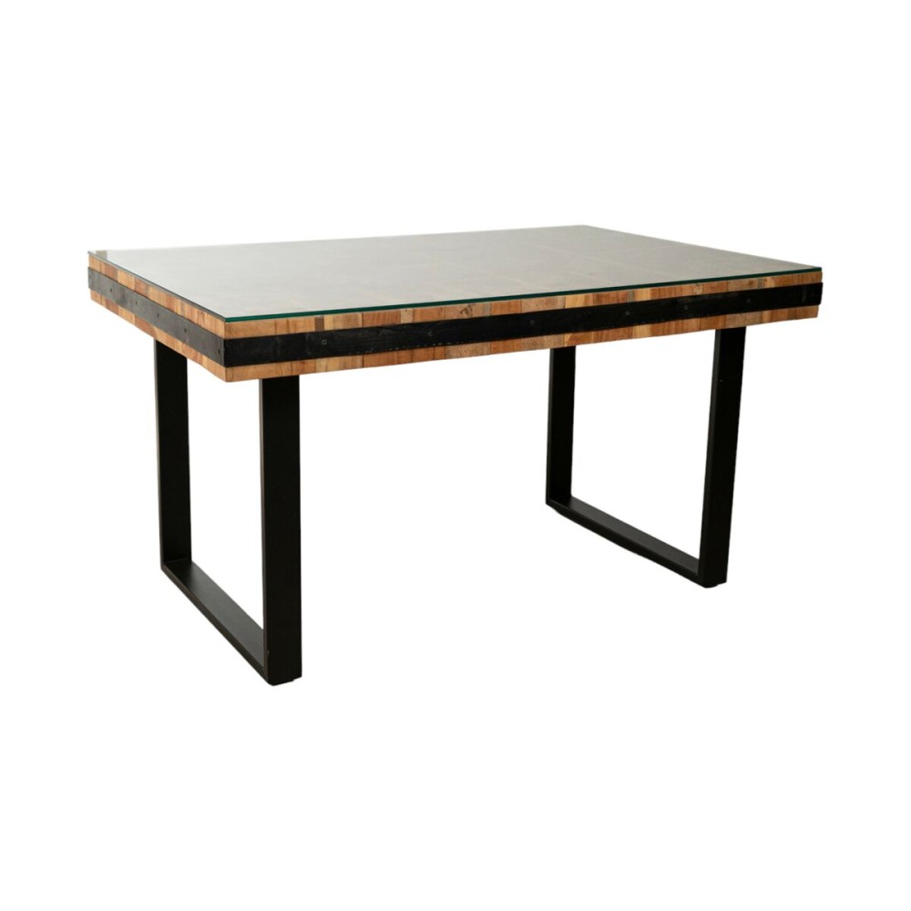 Table Romimex Black Natural Recycled Wood 140 x 77 x 90 cm