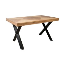 Table Romimex Noir Naturel Bois d'acacia 140 x 77 x 90 cm