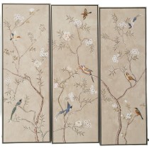 Jeu de 3 tableaux Romimex polystyrène Toile Oiseaux 123 x 123 x 5 cm