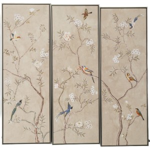 Set of 3 pictures Romimex polystyrene Canvas Birds 123 x 123 x 5 cm