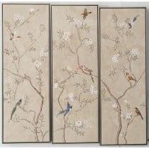 Jeu de 3 tableaux Romimex polystyrène Toile Oiseaux 123 x 123 x 5 cm