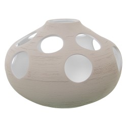 Vase Alexandra House Living Ecru Ceramic Stripes Circles 32 x 32 x 25 cm