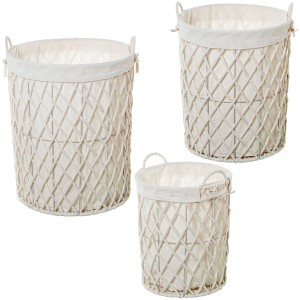 Lot de paniers Alexandra House Living 03854 Blanc Bois Papier (3 Unités)