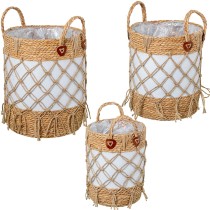 Set of Baskets Alexandra House Living 03792 White wicker Rattan Natural Fibre (3 Units)