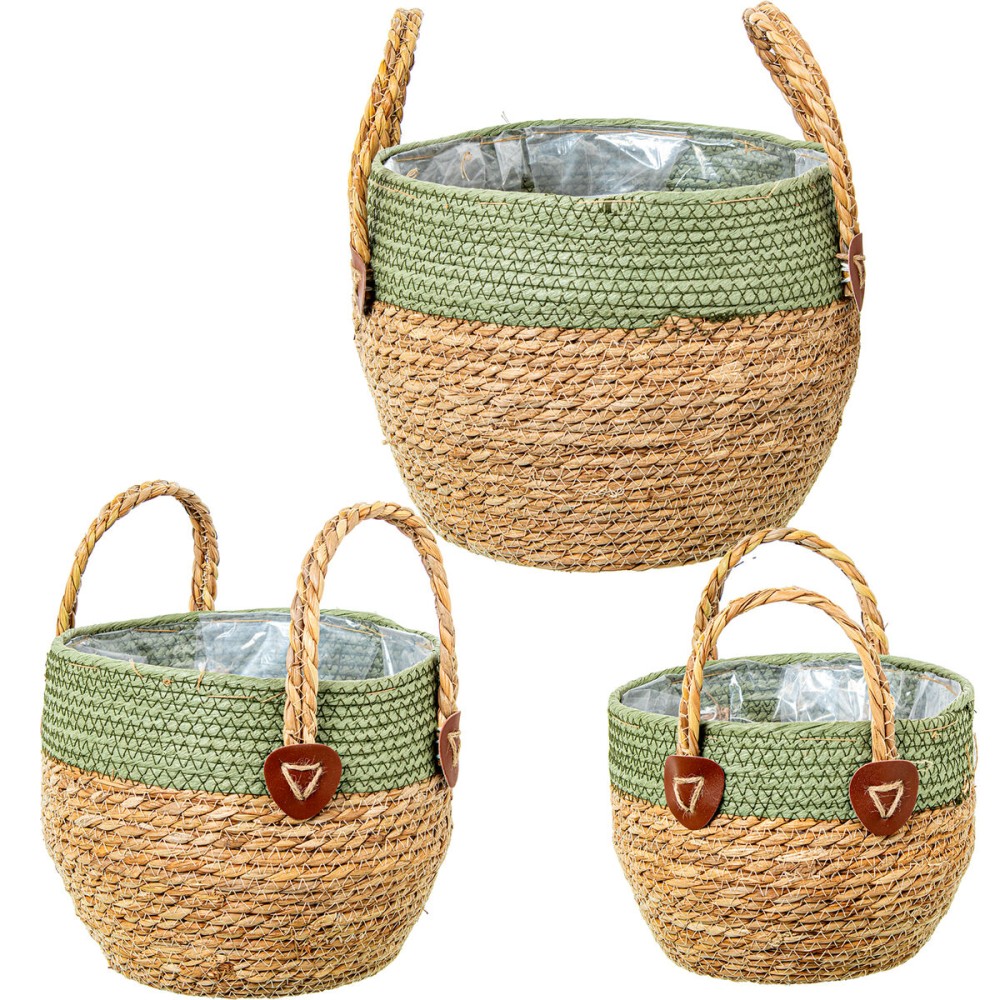 Lot de paniers Alexandra House Living 03786 Marron Vert osier Rotin Fibre naturelle (3 Unités)