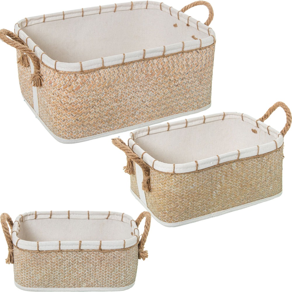 Lot de paniers Alexandra House Living 03826 Blanc Marron osier Rotin Fibre naturelle (3 Unités)