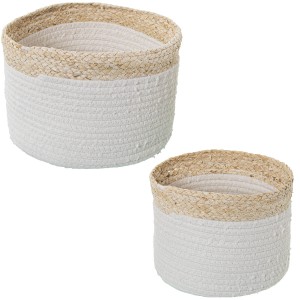 Lot de paniers Alexandra House Living 03778 Blanc osier Rotin Fibre naturelle (2 Unités)