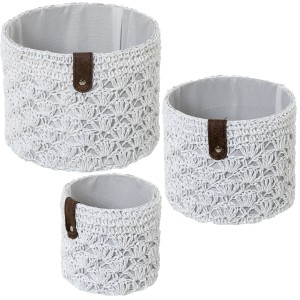 Lot de paniers Alexandra House Living 03816 Blanc osier Rotin Fibre naturelle (3 Unités)