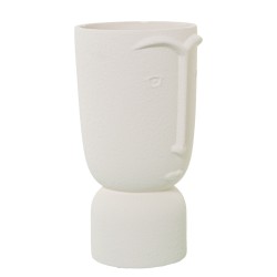 Vase Alexandra House Living Ecru Ceramic Face 16 x 16 x 27 cm