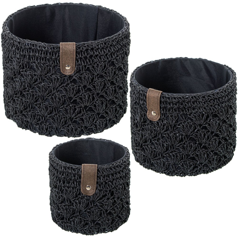 Korbsatz Alexandra House Living 03822 Schwarz korb Rattan Naturfaser (3 Stück)