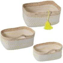 Set of Baskets Alexandra House Living 03775 White wicker Rattan Natural Fibre (3 Units)