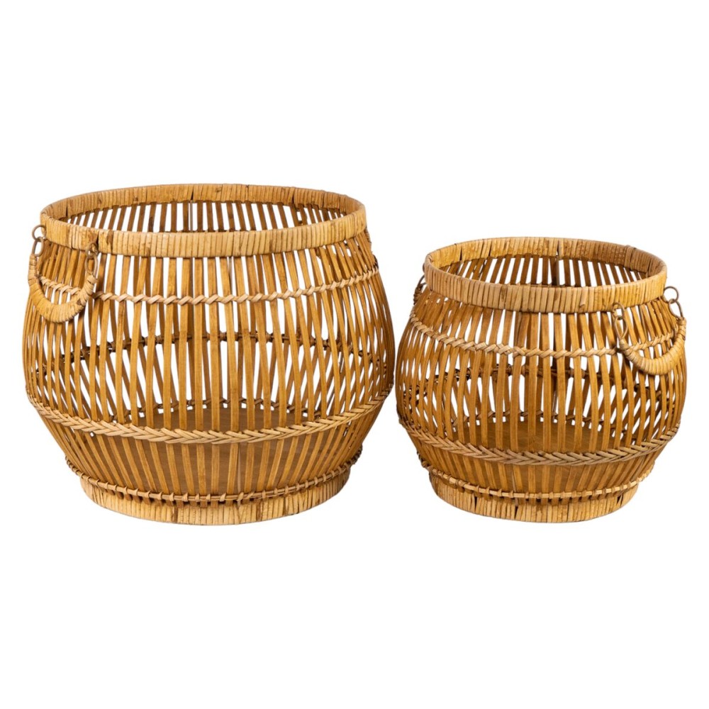 Set of Baskets Romimex 833000 Brown wicker MDF Wood 2 Pieces