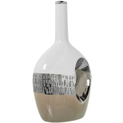 Vase Alexandra House Living White Beige Silver Ceramic 11 x 17 x 28 cm