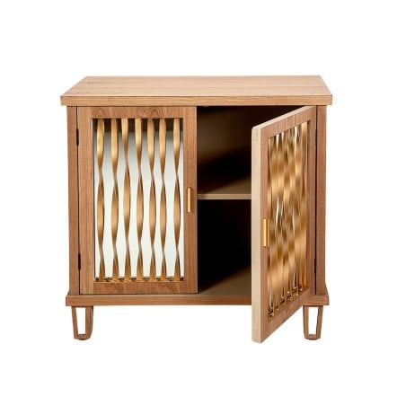 Sideboard Romimex Golden Natural Wood Metal Mirror 86 x 80 x 40 cm