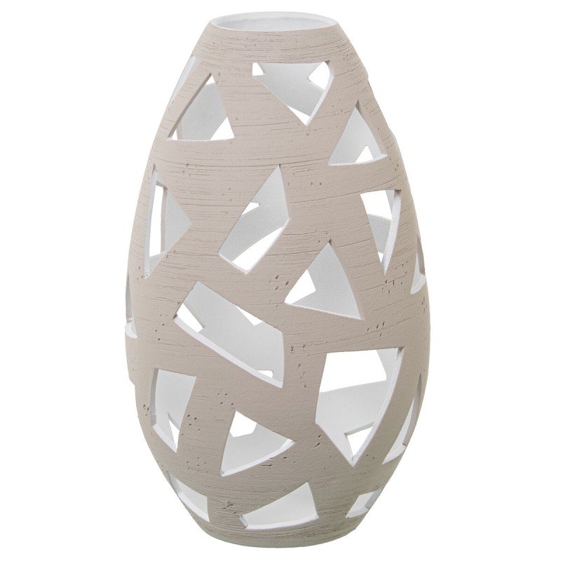 Vase Alexandra House Living Ecru aus Keramik Streifen 27 x 29 x 47 cm