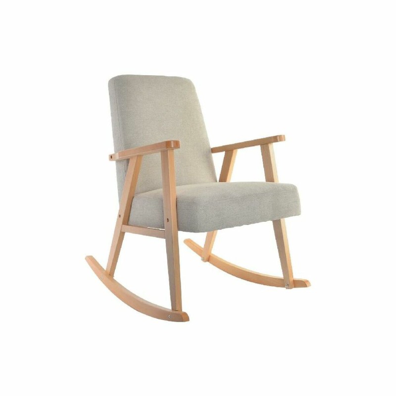 Fauteuil à Bascule DKD Home Decor Beige Naturel Bois Hêtre Plastique Bois MDF 81 x 58 x 90 cm