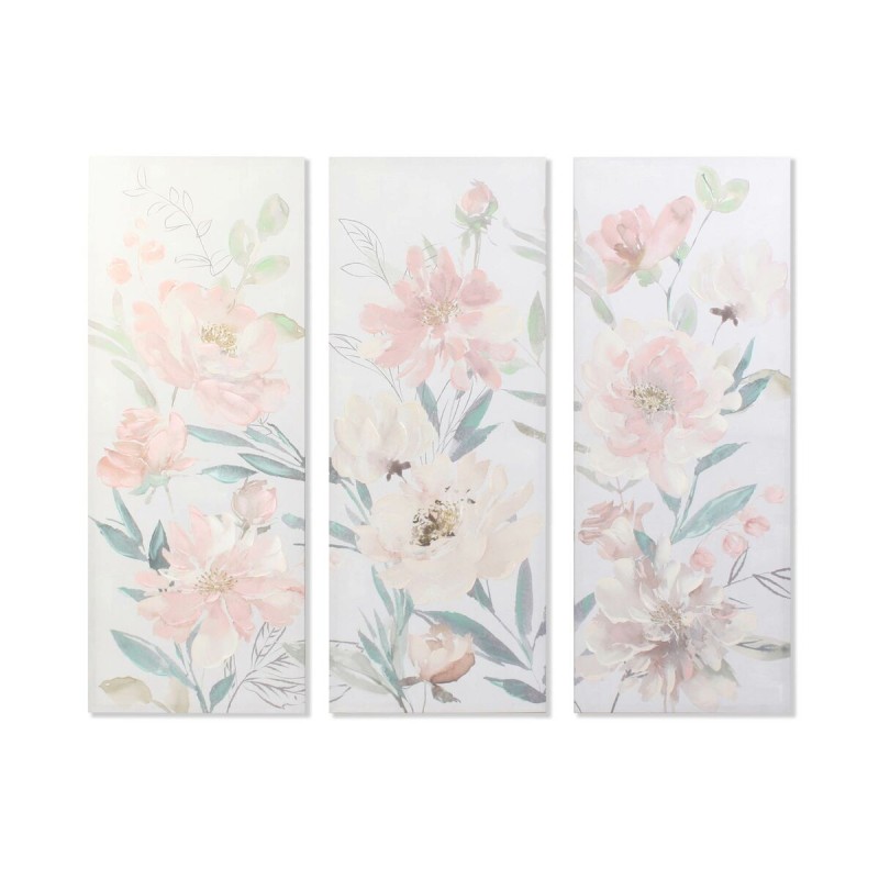 Cadre DKD Home Decor Fleurs 55 x 3 x 135 cm Shabby Chic (3 Pièces)