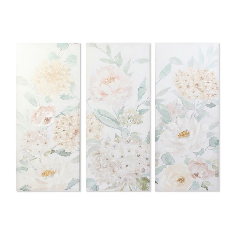 Painting DKD Home Decor Flowers 55 x 3 x 135 cm Shabby Chic (3 Pieces)