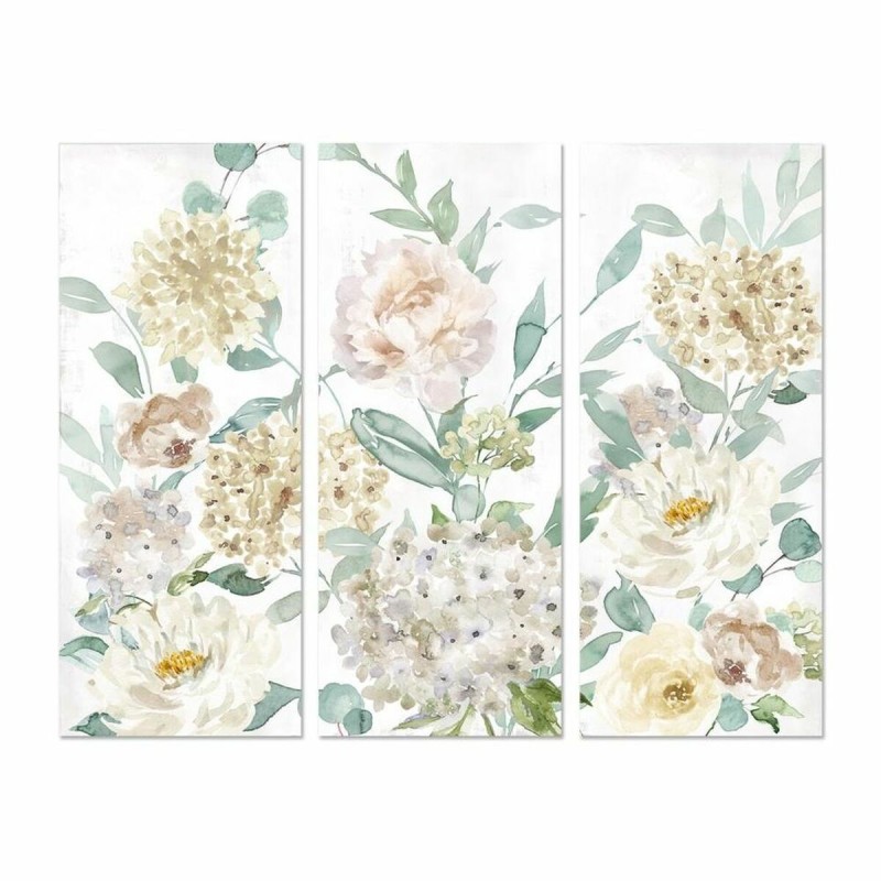 Cadre DKD Home Decor Fleurs 55 x 3 x 135 cm Shabby Chic (3 Pièces)