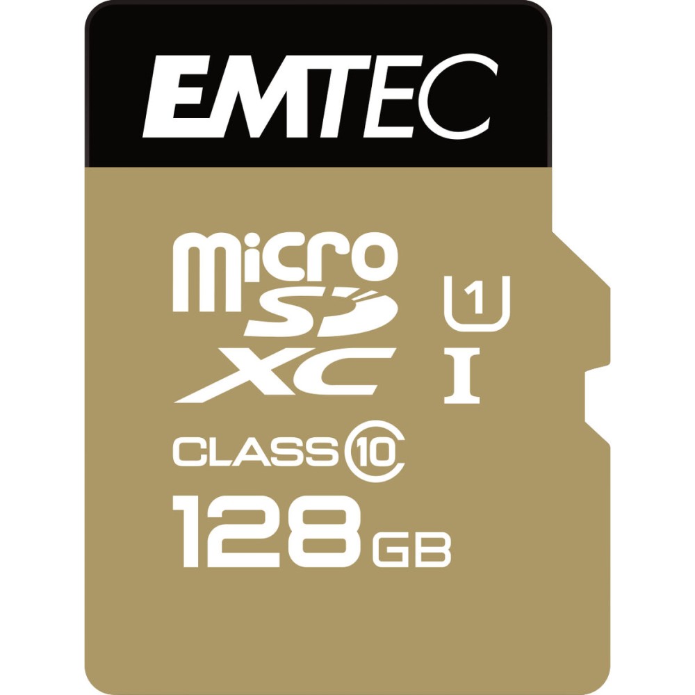 Carte Mémoire Micro SD avec Adaptateur EMTEC microSD Class10 Gold+ 128GB 128 GB