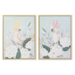 Painting DKD Home Decor 60 x 4 x 80 cm Flowers Tropical (2 Units)