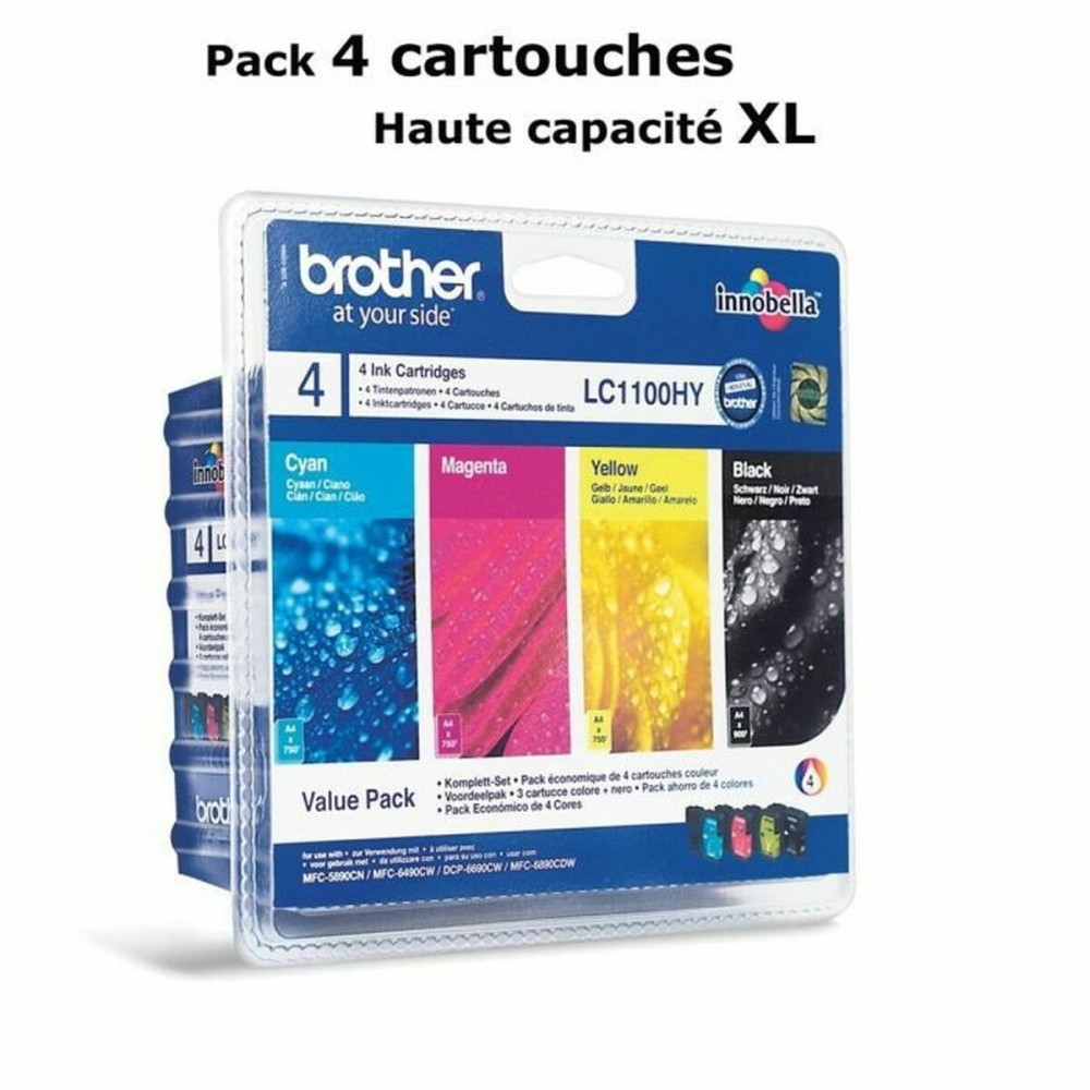 Cartouche d'encre originale Brother LC-1100HYVALBP Noir/Cyan/Magenta/Jaune