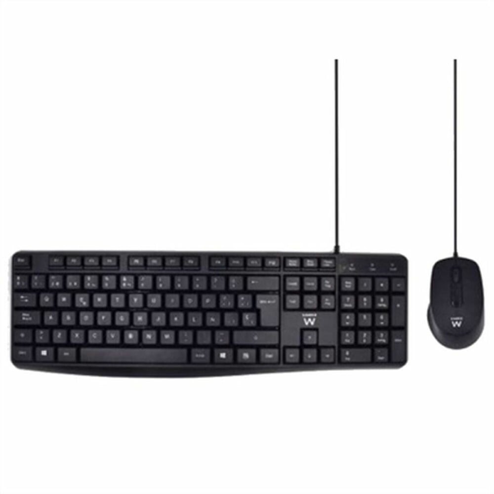 Keyboard and Mouse Ewent EW3006 Black Spanish Qwerty