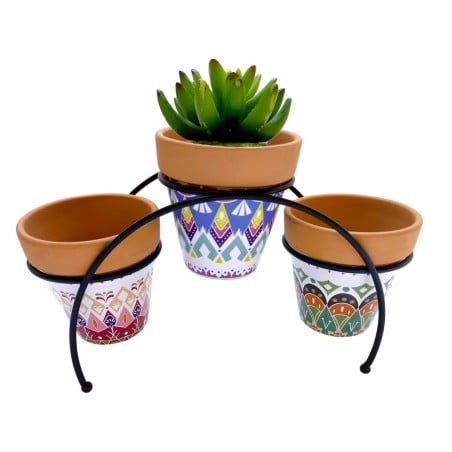 Flower Pot Stand Romimex Multicolour Metal Ceramic 31 x 18 x 12 cm